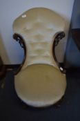 Walnut Framed Button Back Upholstered Nursing Chair