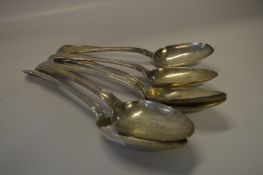 Set of Six Silver King's Pattern Dessert Spoons 
