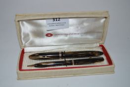 Cased Sheaffer Fountain Pen and Pencil Set