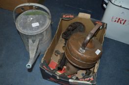 Galvanised Watering Can, Copper Kettle, Bike Saddle, etc.