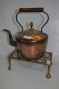 Copper Kettle and a Brass Trivet