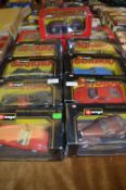 Eleven Burago Boxed Diecast Vehicles
