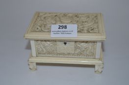 Carved Ivory Dragon Decorated Jewellery Trinket Box