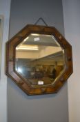 Hexagonal Oak Framed Bevelled Edge Wall Mirror