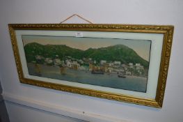 Gilt Framed Coloured Engraving on Silk 