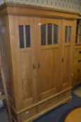 Pine Wardrobe with Glass Panels
