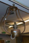 Brass Hanging Electric Converted Oil Lamp