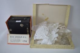 Box Ensign Camera and Knitted Doilies