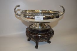 Silver Bowl with Chinese Embellished Rim and Dragon Handles 