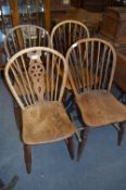 Three Elm Stickback Dining Chair and One Wheelback Dining Chair