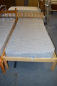 Pine Framed Single Bed Base and Mattress
