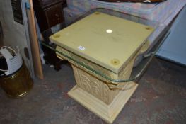 Decorative Pottery Based Glass Topped Side Table