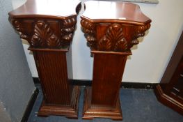 Pair of Cherrywood Jardiniere Stands