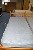 Pine Framed Single Bed Base and Mattress