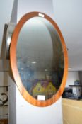 Oval Teak Framed Wall Mirror
