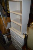 White Painted Four Drawer Chest and a Small Bookshelf