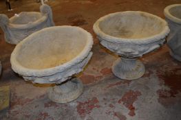 Pair of Wide Rim Decorative Planters on Plinths