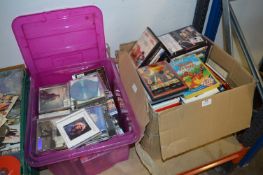 Box Containing a Large Collection of DVDs and CDs