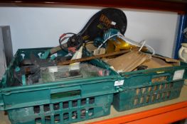 Two Boxes of Tools; Drill Blowtorch, Tile Cutter, Router, Chrome Fittings, etc.