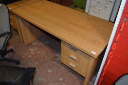 Single Pedestal Medium Cherry Desk with Right Hand Drawer Pedestal