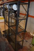 Five Tier Black and Glass Shelving Unit