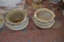 Pair of Simulated Sandstone Planters in The Form of Sacks