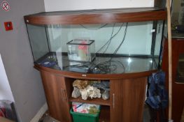 Large Bow Fronted Cabinet Cased Fish Tank and Accessories
