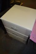 White Melamine Three Drawer Cabinet