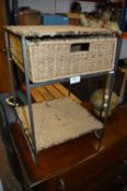 Wicker Work and Metal Side Cabinet with Single Drawer