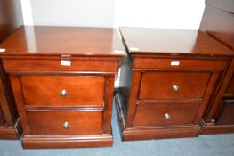 Pair of Malaysian Dark Hardwood Two Drawer Side Cabinets