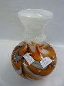 Decorative Orange and Grey Glass Vase