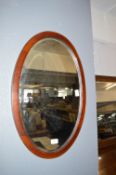 Edwardian Mahogany Inlaid Oval Mirror