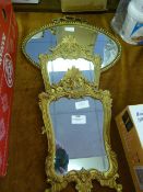 Three Gilt Metal Framed Wall Mirrors