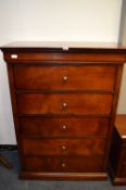 Malaysian Veneered Dark Hardwood Tallboy - Five Height Chest of Drawers
