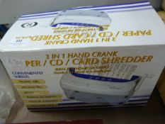 Three in One Hand Crank Paper Shredder