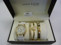 *ANNE KLEIN LADIES WRISTWATCH AND BANGLES
