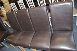 *Set of Four Brown Leatherette Highback Dining Chairs