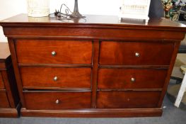 Malaysian Dark Hardwood Six Drawer Sideboard Unit