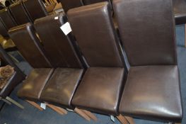 *Set of Four Brown Leatherette Highback Dining Chairs