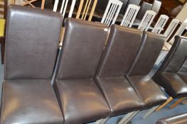 *Set of Four Brown Leatherette Dining Chairs