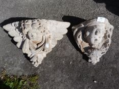 Pair of Stone Wall Mounted Planters