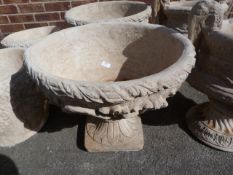 Pair of Large Stone Planter on Pedestal Bases