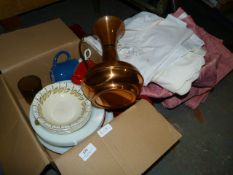 Dinnerware, Copper Jug and Pink Curtains with Tie Backs