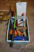 Box Containing Axle Stands, Foot Pumps, Bottle Jacks, Extension Leads, etc.