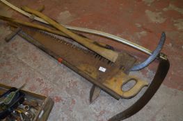 Assorted Saws, Felling Axes and Scythes