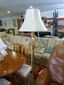 Brass and Teak Upright Standard Lamp