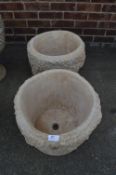 Pair Embossed Floral Patterned Garden Planters