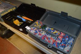 Two Plastic Toolboxes Containing Electrical Connector, etc.