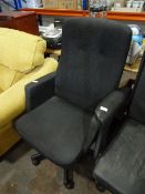 Black Upholstered Swivel Office Armchair