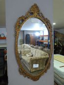 Oval Decorative Gilt Framed Wall Mirror